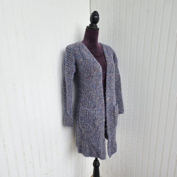 Universal Thread Gray Multicolor Open-Front Cardigan Women's Chunky Warm Wool XS - Picture 2 of 11